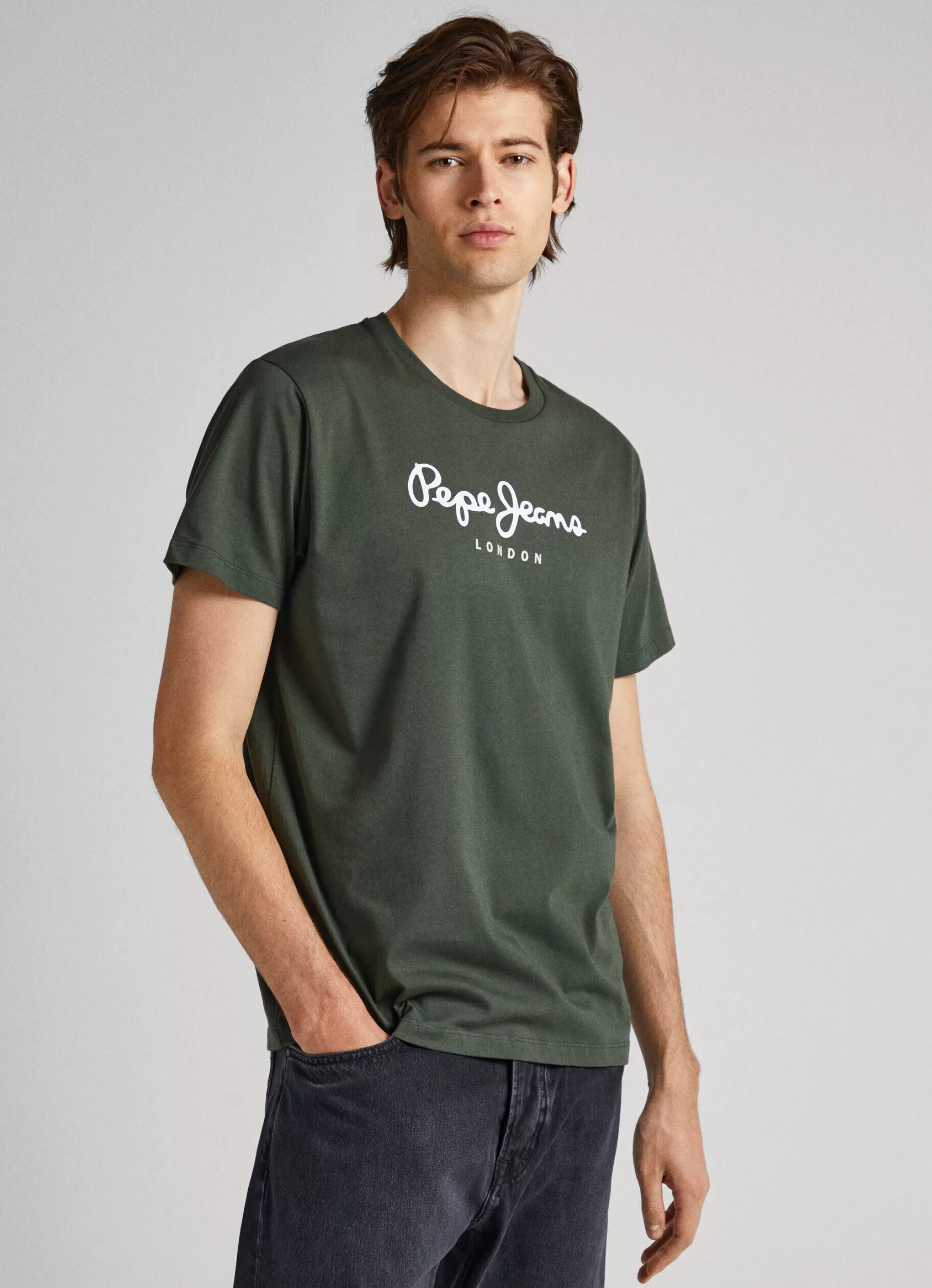 Homem Pepe Jeans T-Shirts>T-Shirt Algodao Logo Estampado