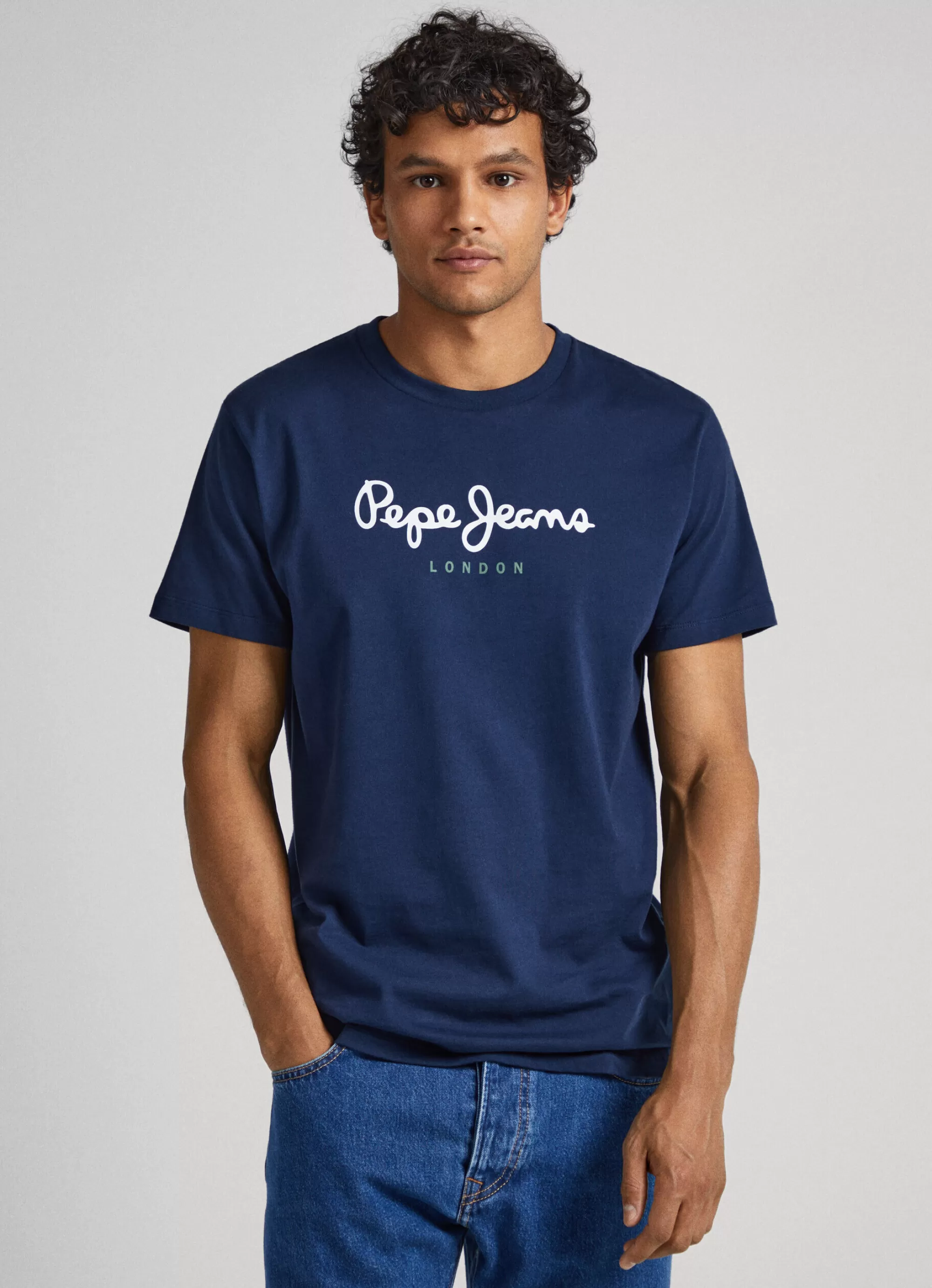 Homem Pepe Jeans T-Shirts>T-Shirt Algodao Logo Estampado