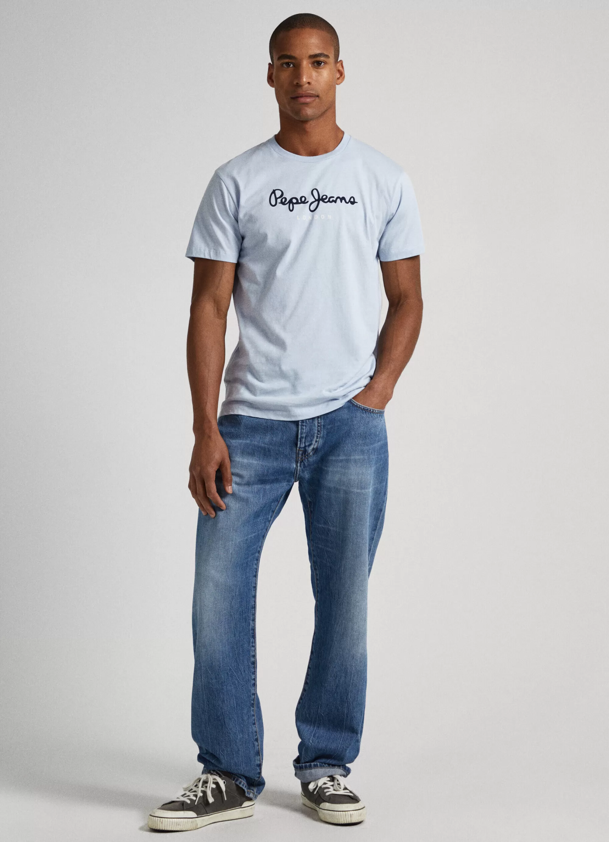 Homem Pepe Jeans T-Shirts>T-Shirt Algodao Logo Estampado