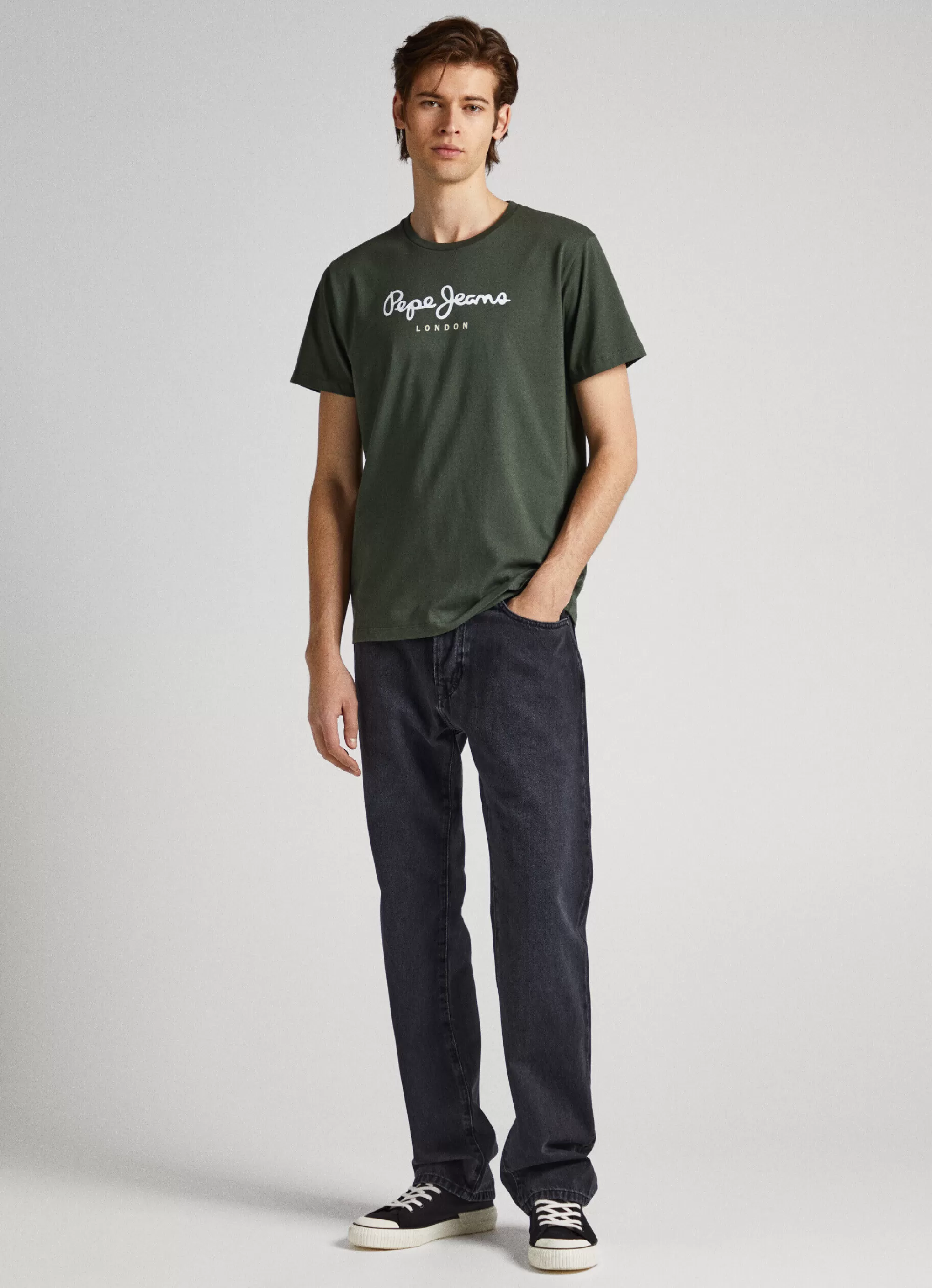 Homem Pepe Jeans T-Shirts>T-Shirt Algodao Logo Estampado