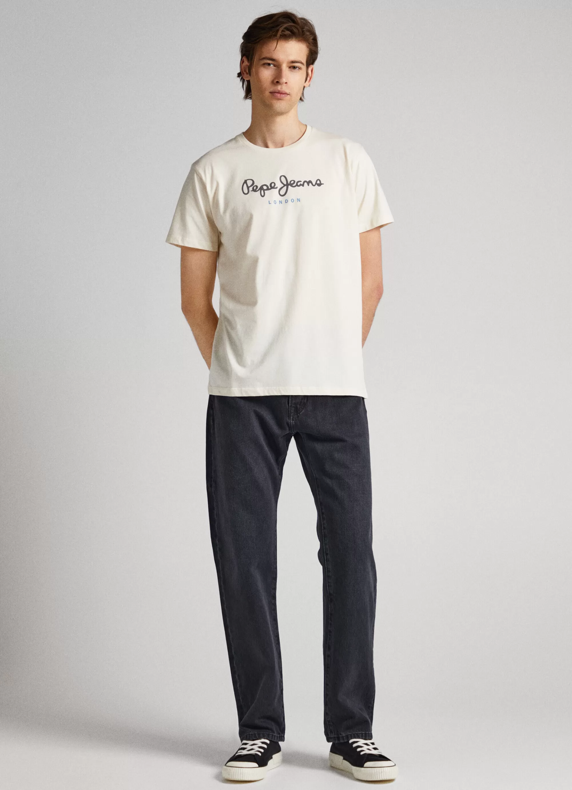 Homem Pepe Jeans T-Shirts>T-Shirt Algodao Logo Estampado