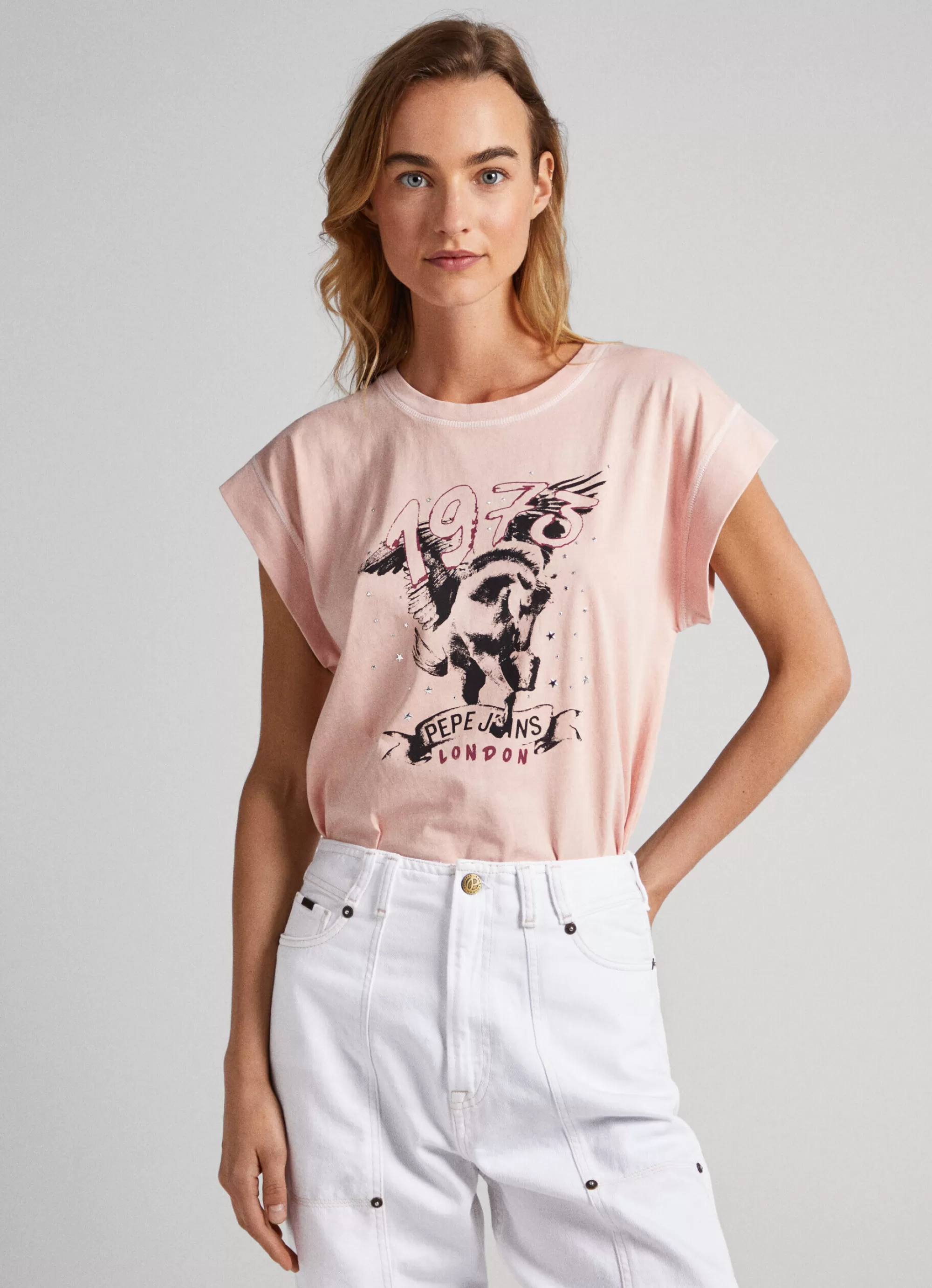 Mulher Pepe Jeans T-Shirts>T-Shirt Com Detalhe De Strass