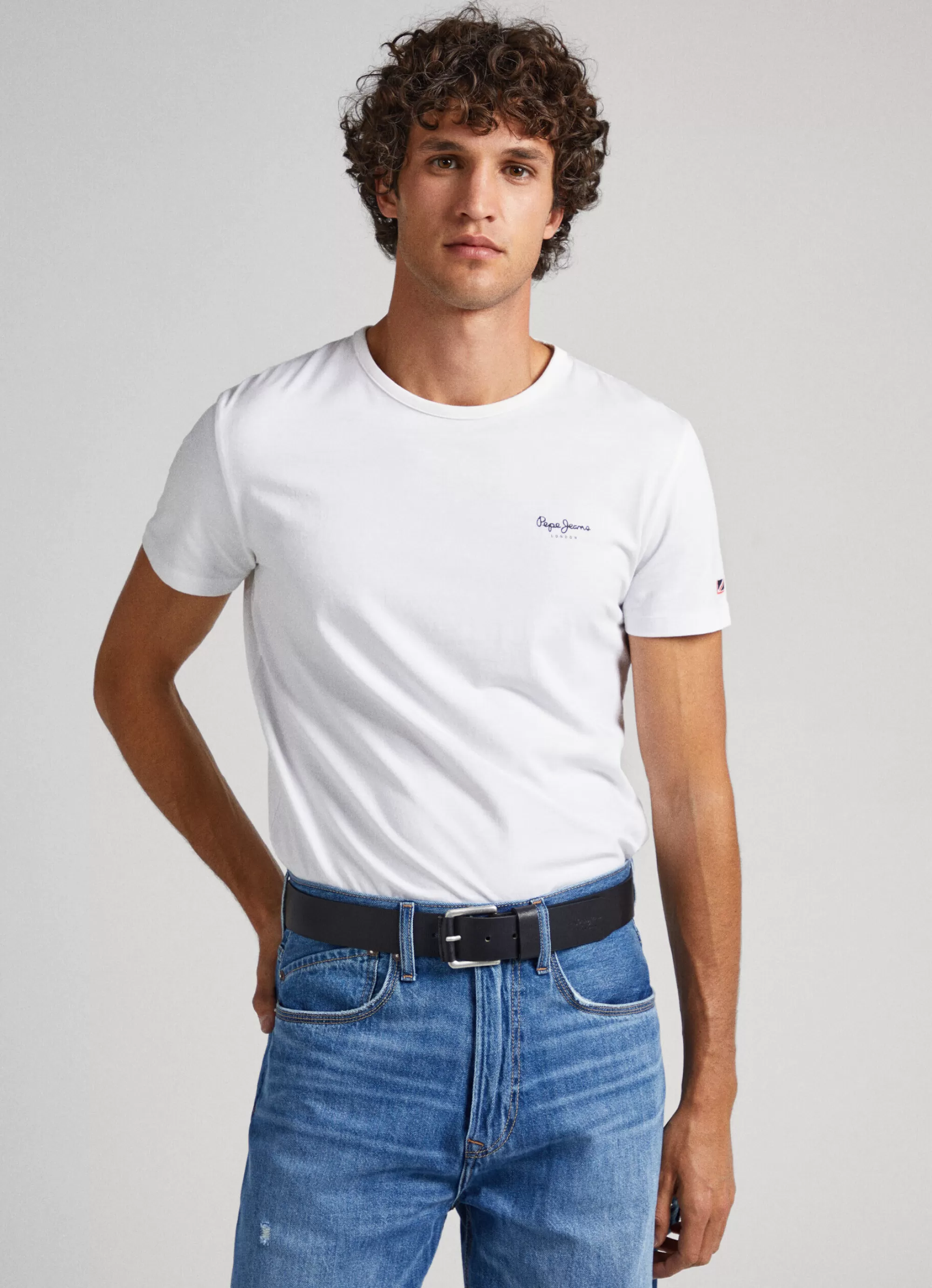 Homem Pepe Jeans T-Shirts>T-Shirt De Algodao Logo Estampado