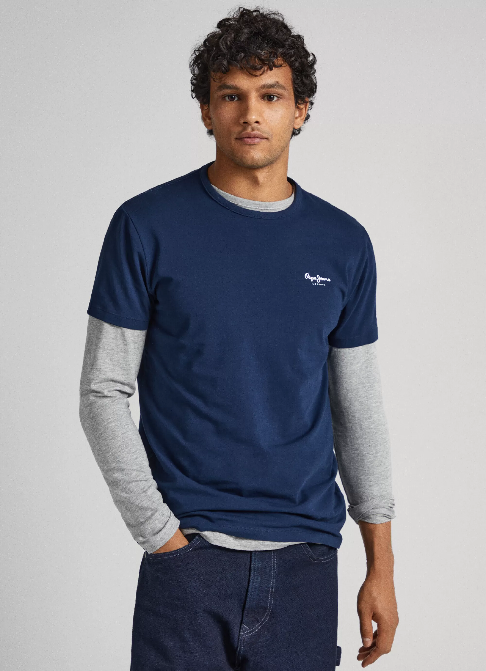 Homem Pepe Jeans T-Shirts>T-Shirt De Algodao Logo Estampado