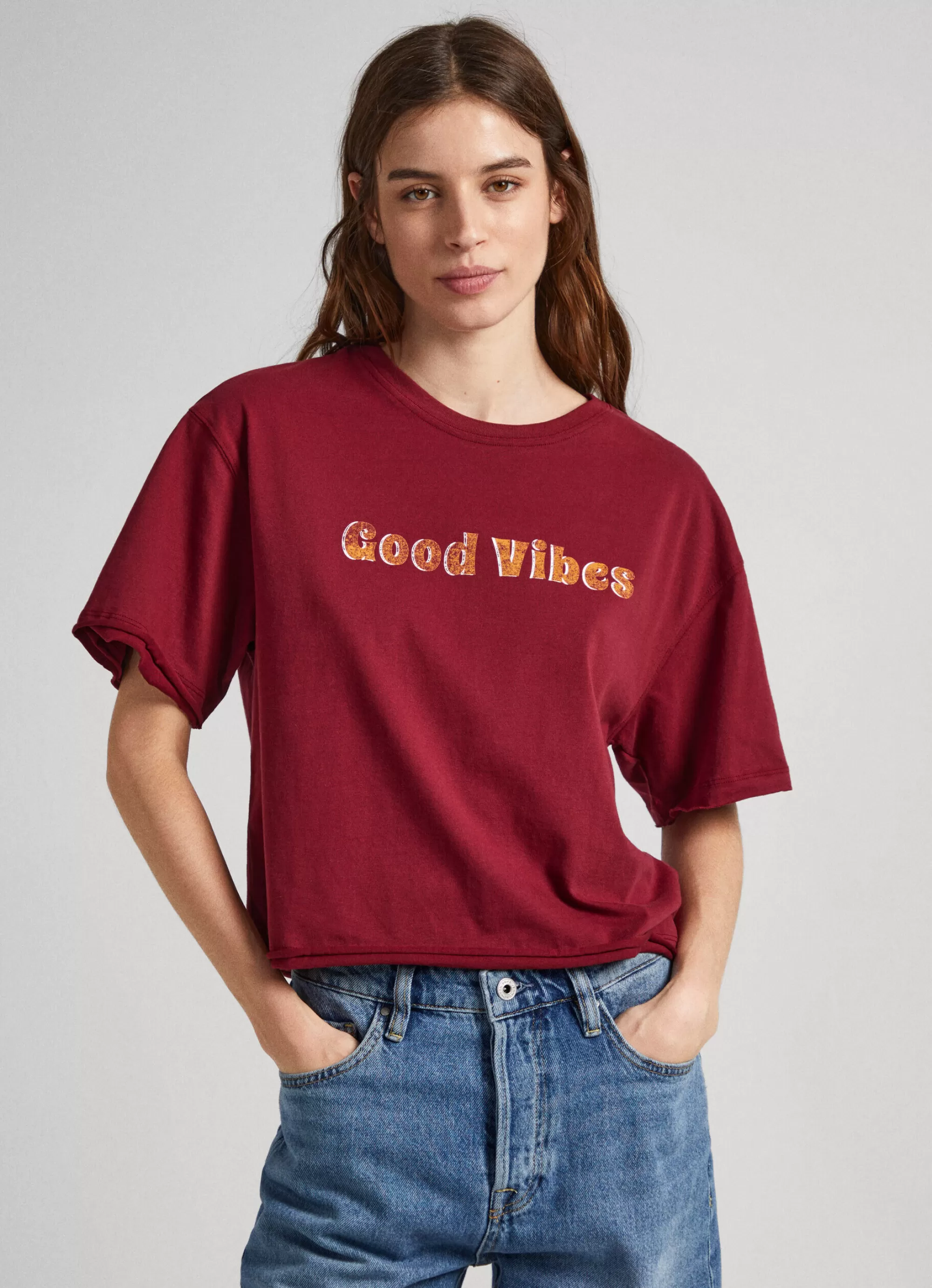 Mulher Pepe Jeans T-Shirts>T-Shirt Estampado Glitter