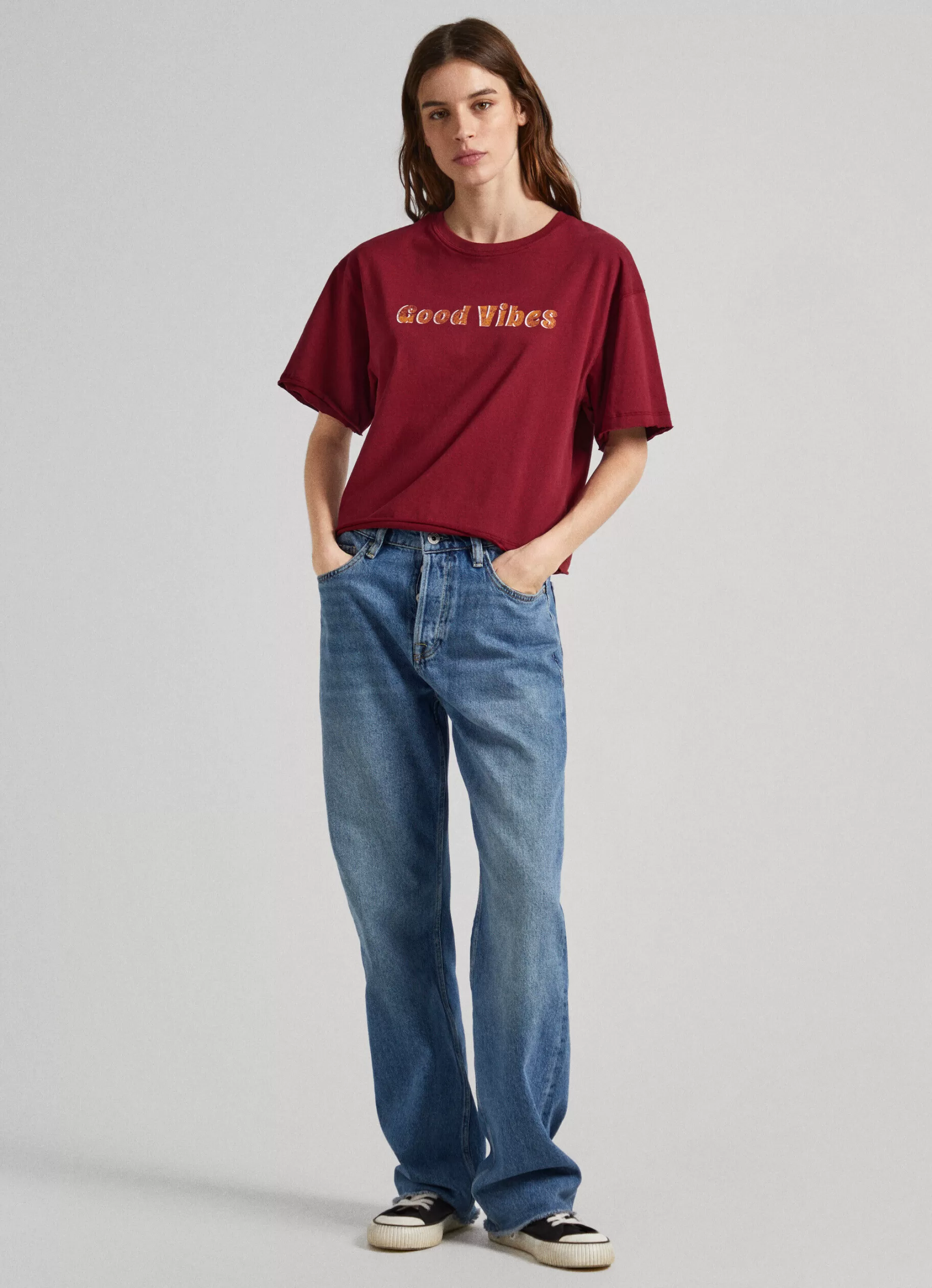 Mulher Pepe Jeans T-Shirts>T-Shirt Estampado Glitter