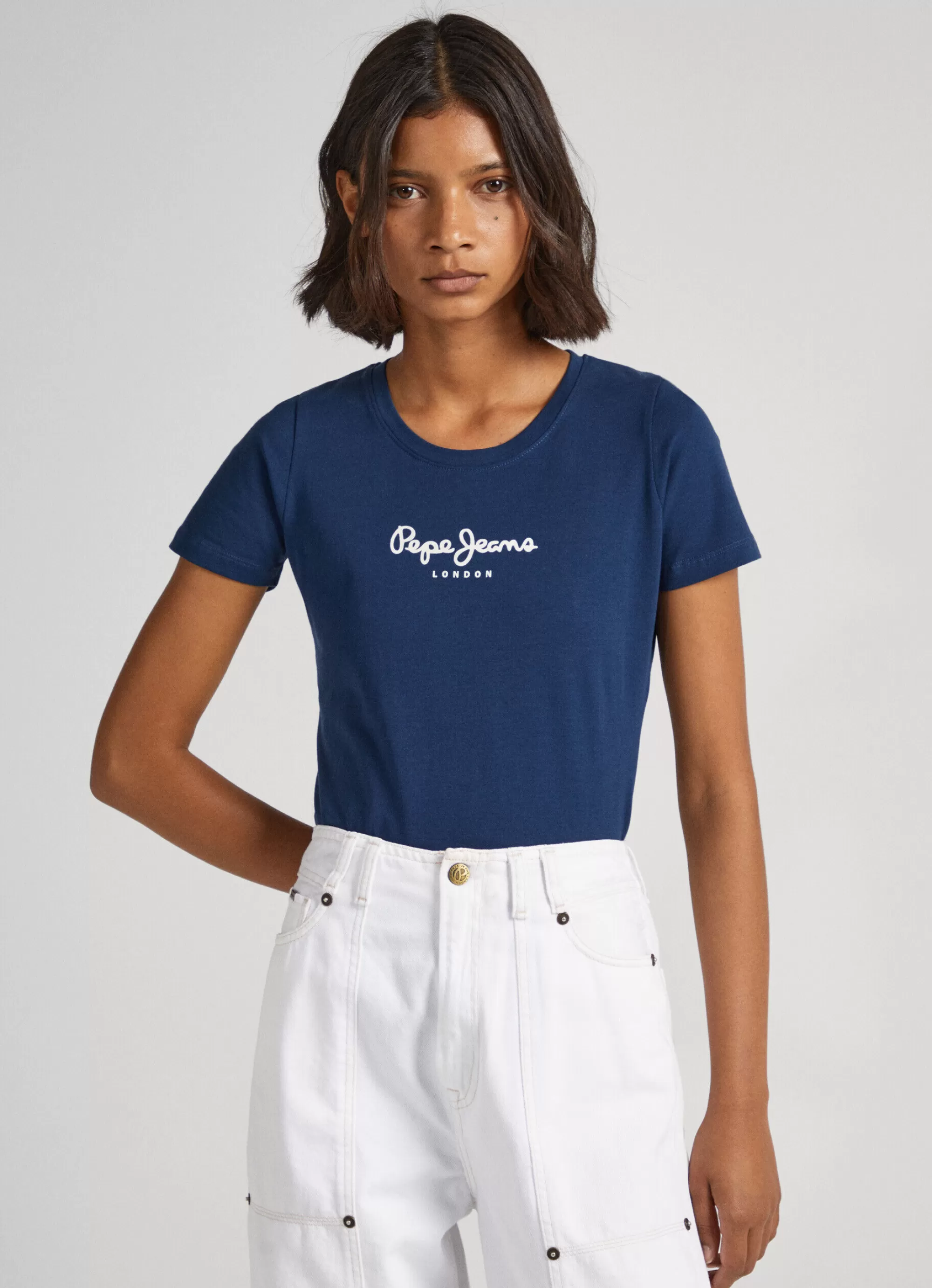 Mulher Pepe Jeans T-Shirts>T-Shirt Lycra Logo Estampado