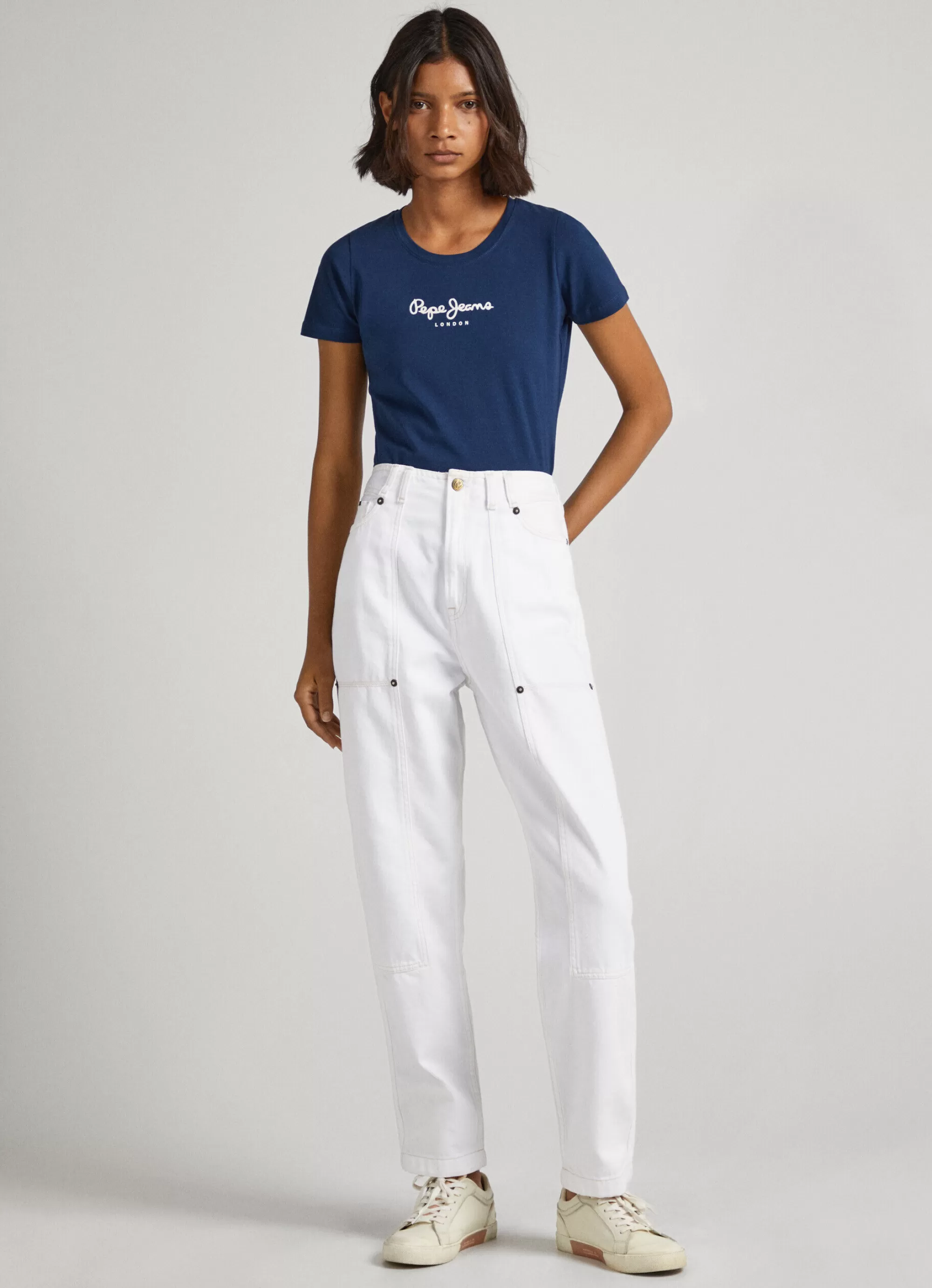 Mulher Pepe Jeans T-Shirts>T-Shirt Lycra Logo Estampado