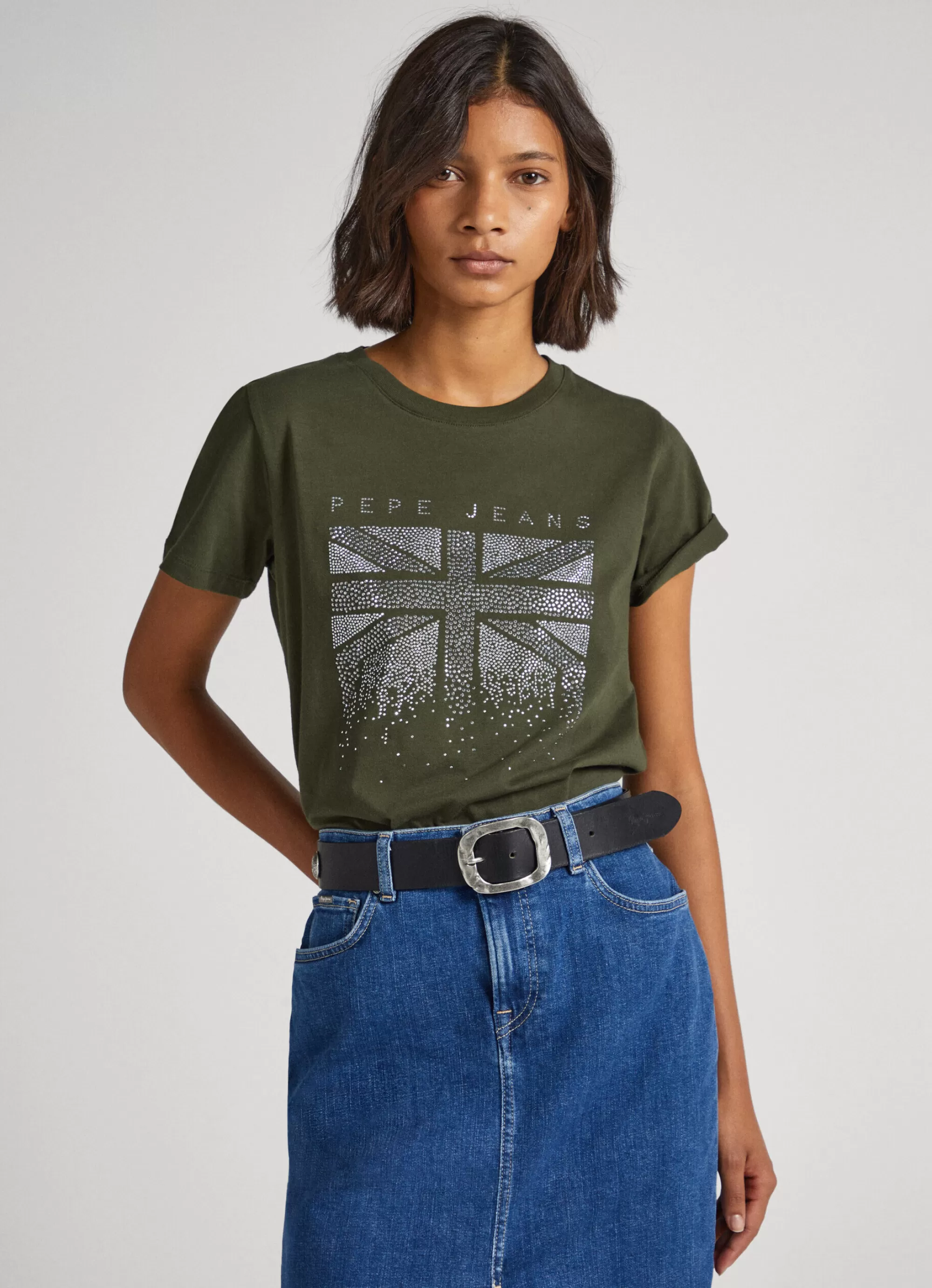 Mulher Pepe Jeans T-Shirts>T-Shirt Union Jack Strass