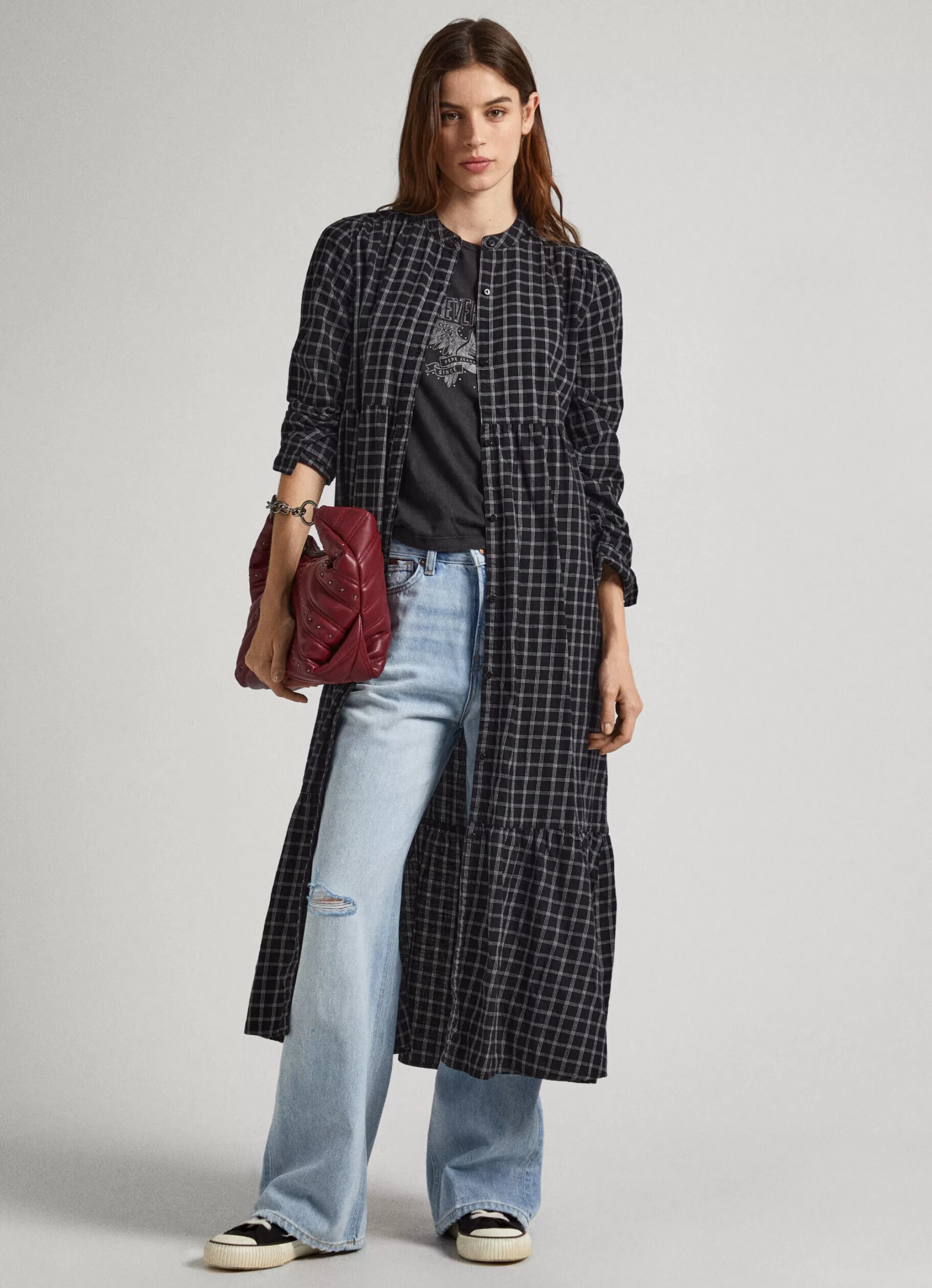 Mulher Pepe Jeans Vestidos E Macacões>Vestido Algodao Padrao Xadrez