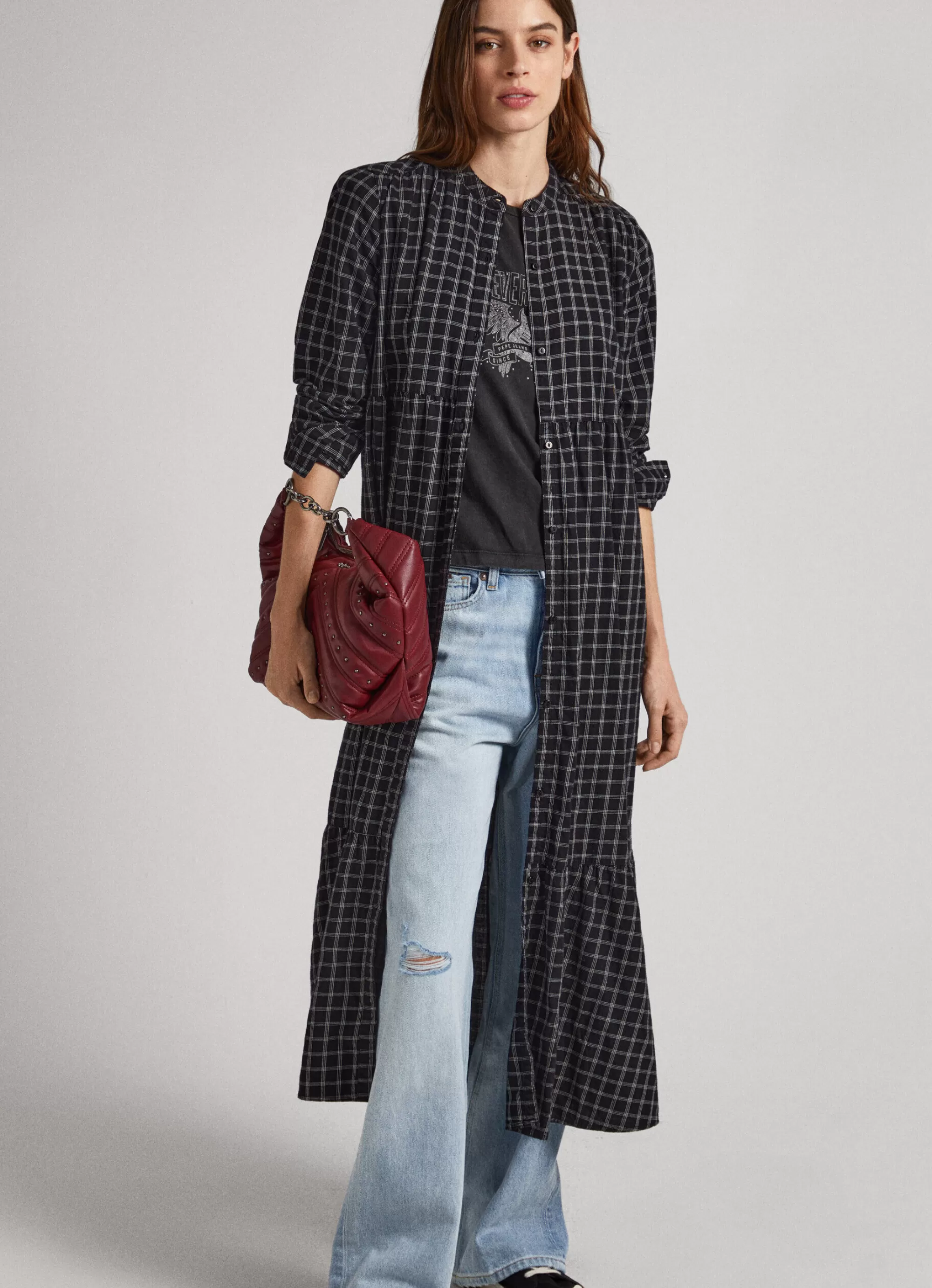 Mulher Pepe Jeans Vestidos E Macacões>Vestido Algodao Padrao Xadrez