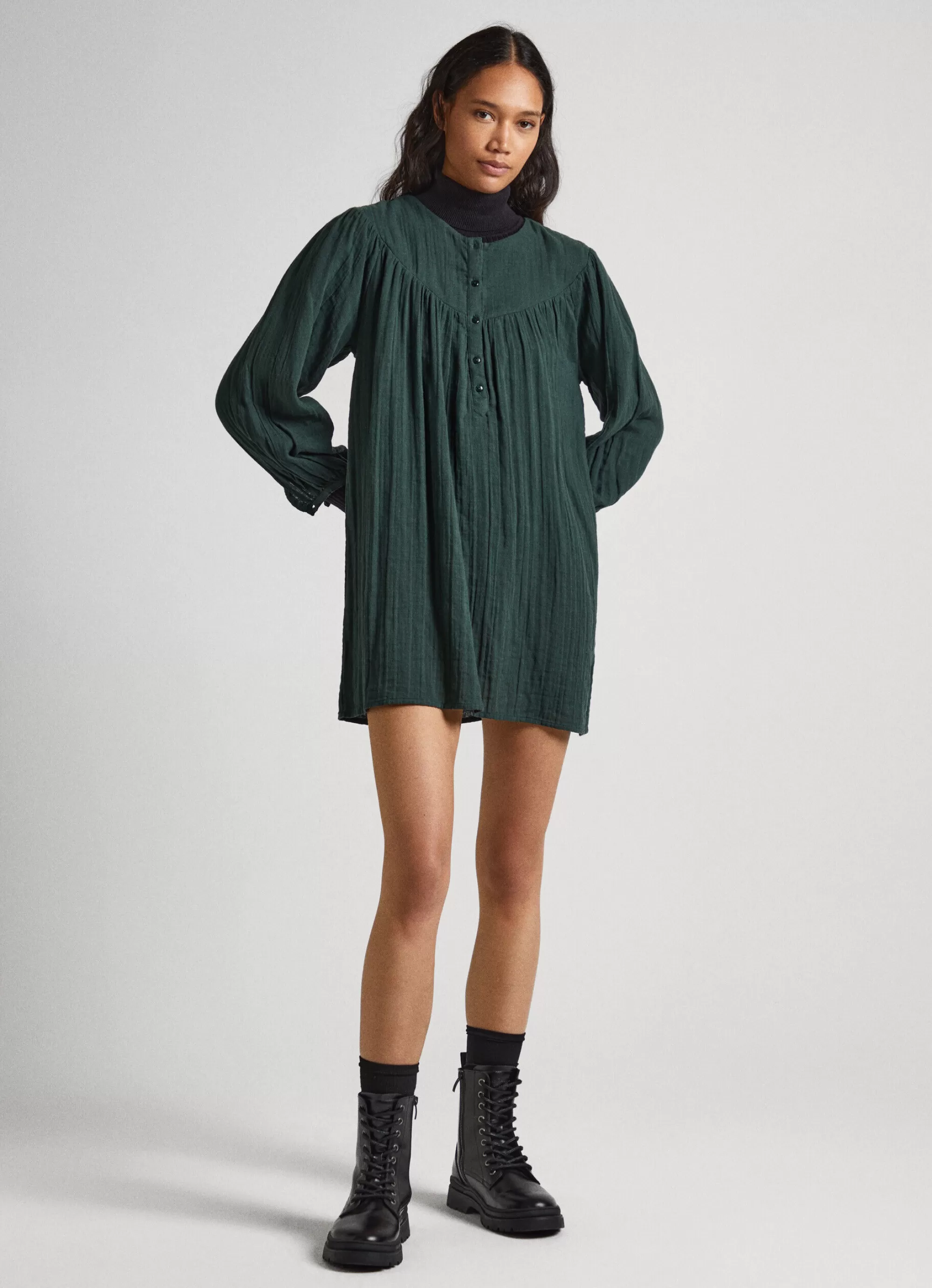Mulher Pepe Jeans Vestidos E Macacões>Vestido Algodao Waffle