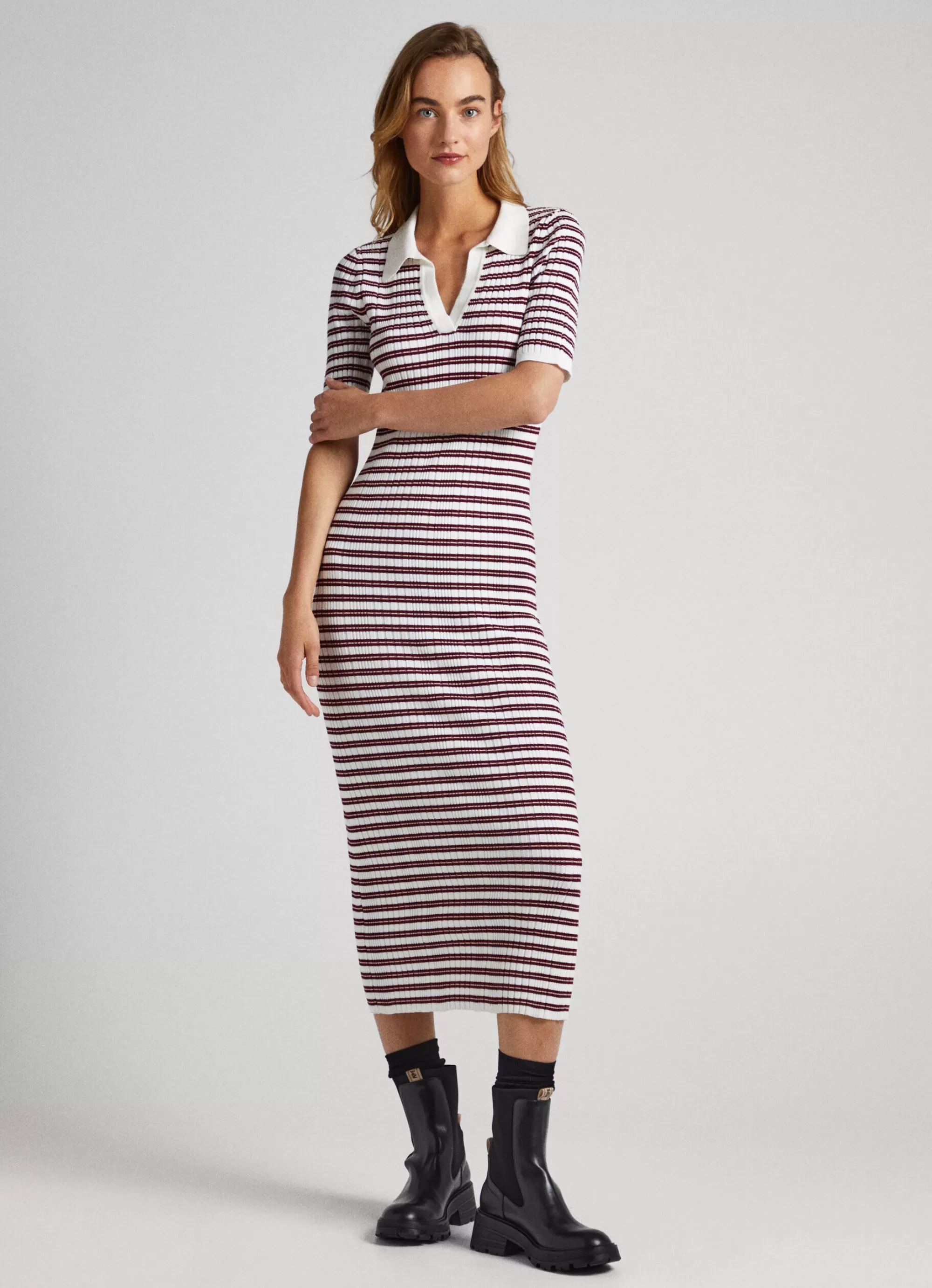Mulher Pepe Jeans Vestidos E Macacões>Vestido As Riscas Em Dois Tons