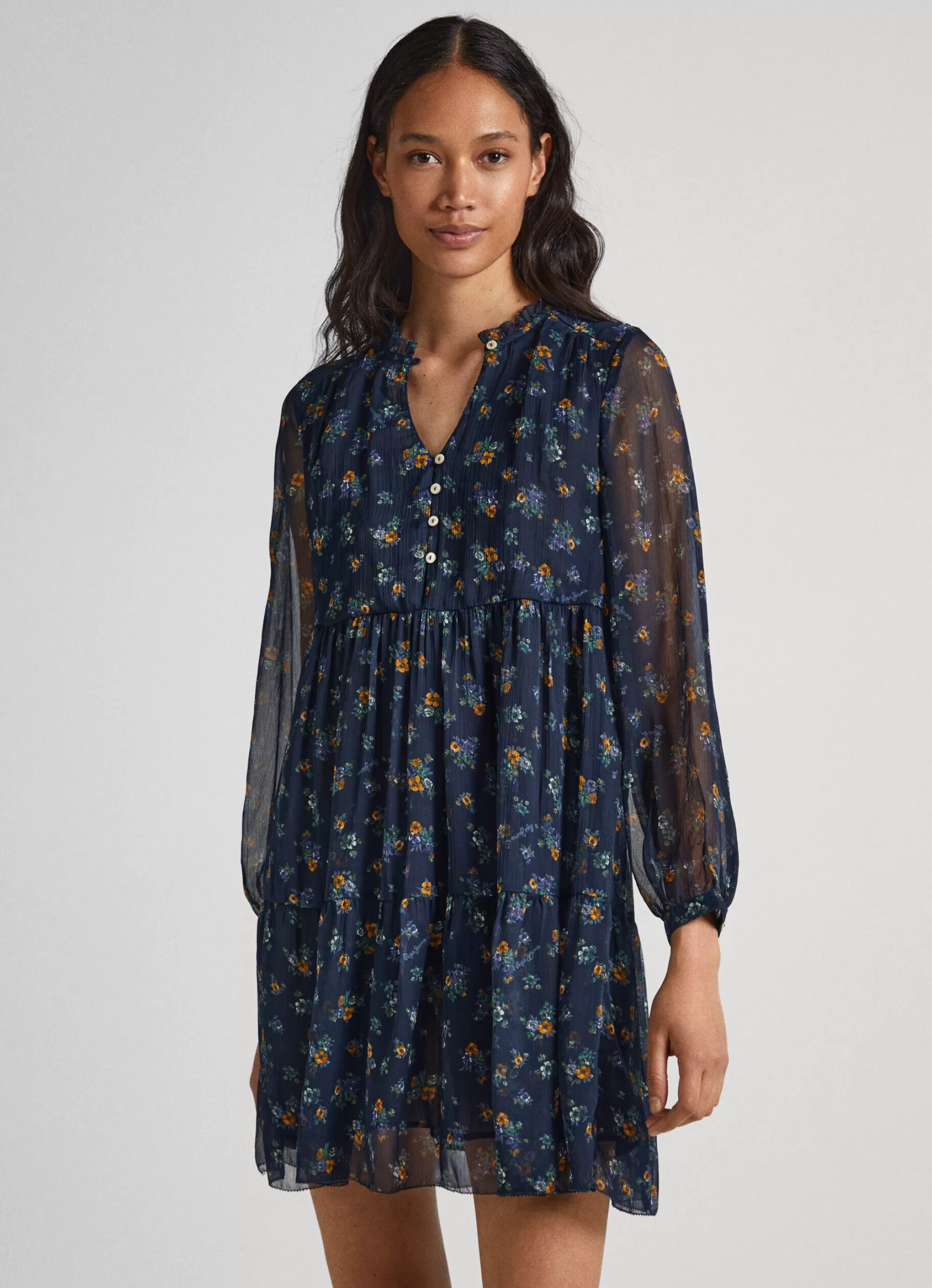 Mulher Pepe Jeans Vestidos E Macacões>Vestido Chiffon Padrao Floral